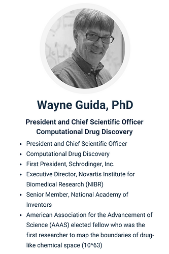 wayne guida phd president and chief scientific officer computational drug discovery at IBIS therapeutics